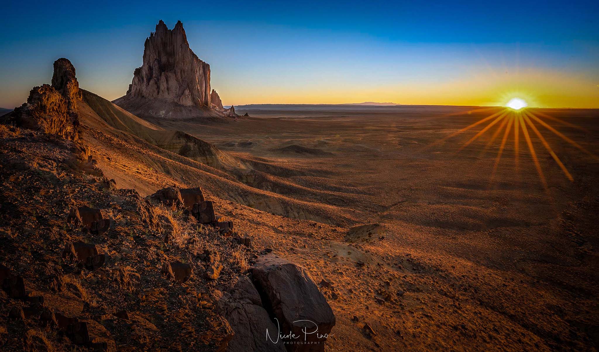 Shiprock Sunrise. Bisti Badlands Photography Workshop. Nicole Pino